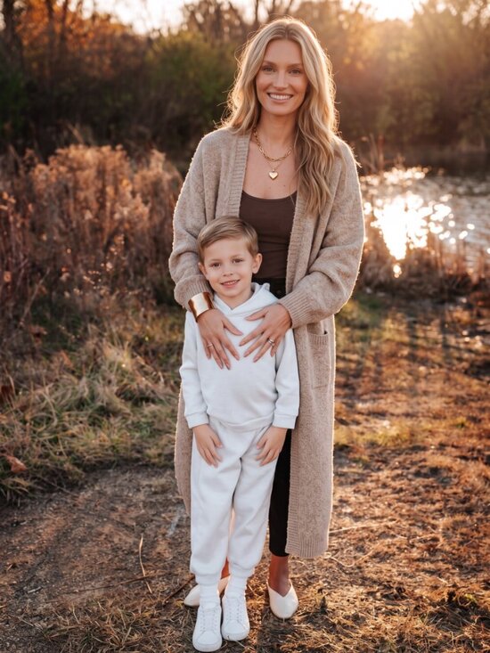 Sweaters - Women's Beige Long Knit Cardigan V Neck Relaxed Fit Casual Chic Sweater Coat